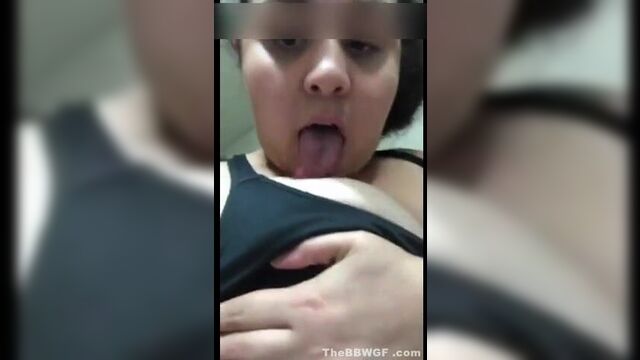Chubby Latina in the morning showing tits and taking a shower